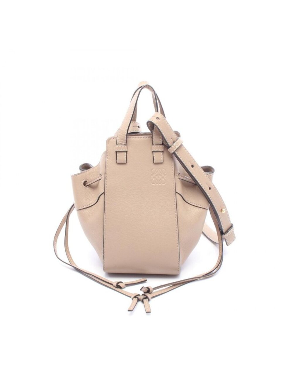 Loewe Handbag Hammock Bag Drawstring Mini 2-Way Beige Leather